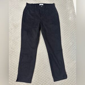 Sz 27 Evereve black pants chino cargo style tapered ankle slits deep pockets